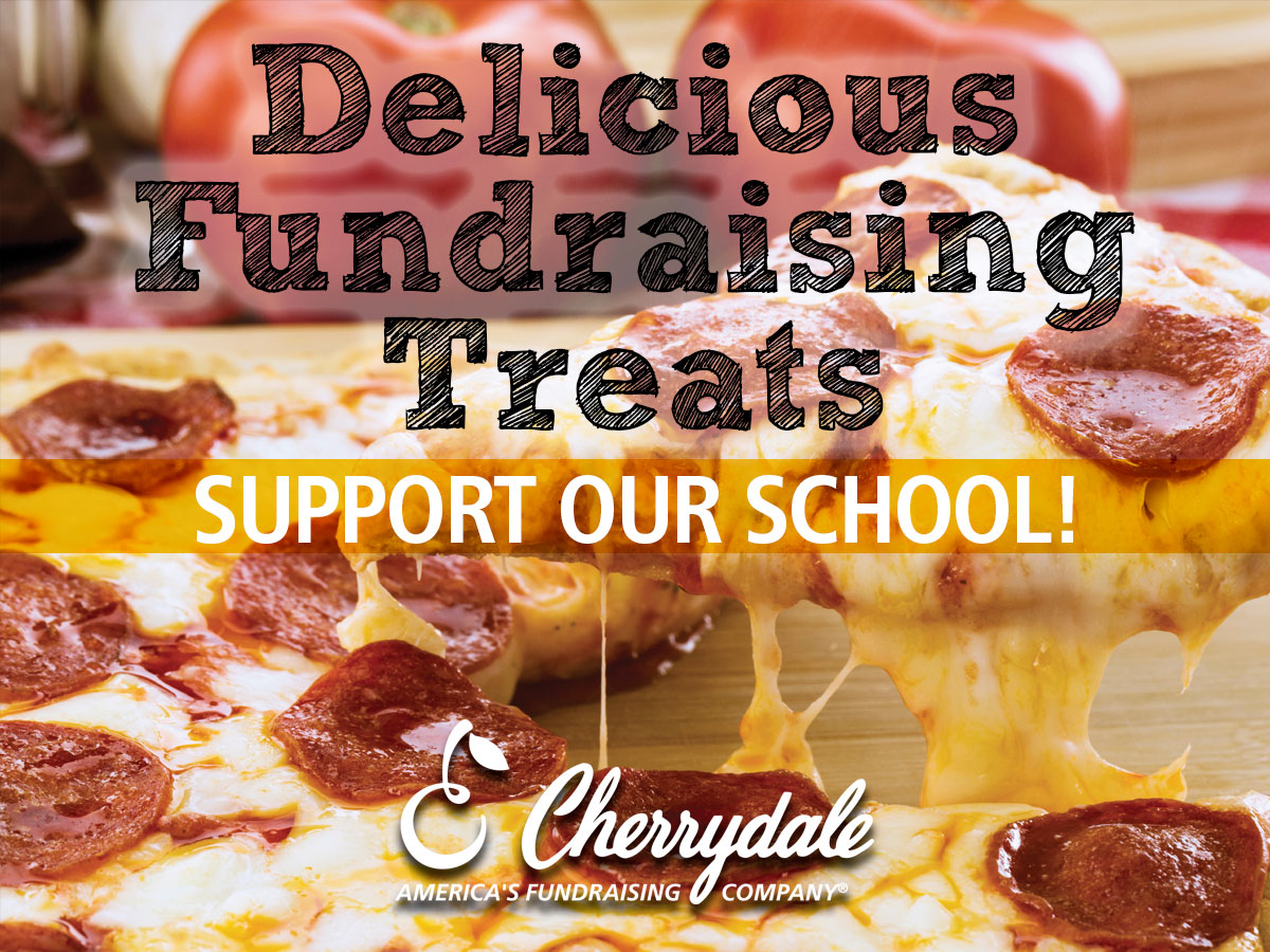 Pizza with words delicious fundrasing