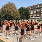Cheerleaders at the homecoming parade