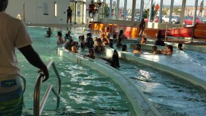 Families swimming during family night